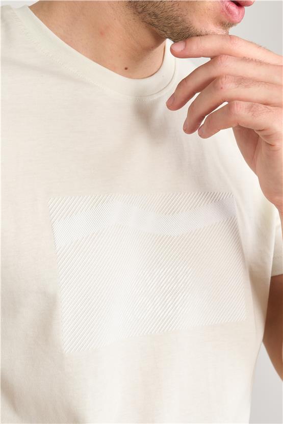 Mentality 4033 Erkek Bisiklet Yaka Baskılı Regular T-shirt Fil Dişi