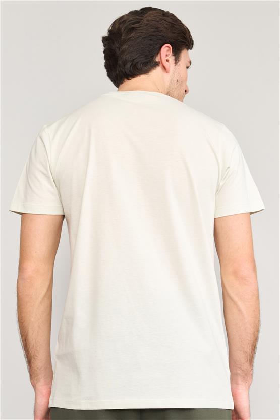 Mentality 4033 Erkek Bisiklet Yaka Baskılı Regular T-shirt Fil Dişi