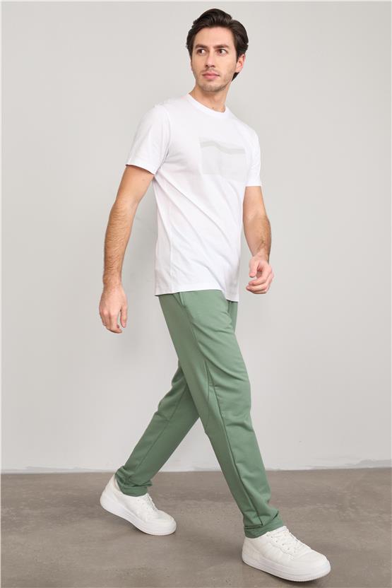 Mentality 4033 Erkek Bisiklet Yaka Baskılı Regular T-shirt Beyaz