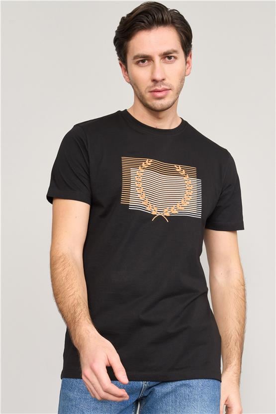 Mentality 4034 Erkek Bisiklet Yaka Baskılı Regular T-shirt Siyah