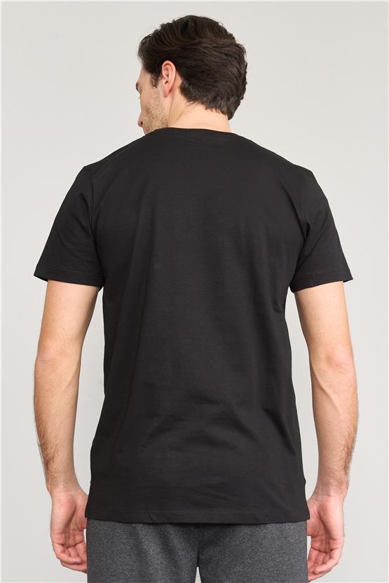 Mentality 4035 Erkek Bisiklet Yaka Baskılı Regular T-shirt Siyah