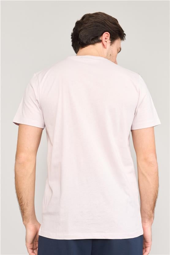 Mentality 4036 Erkek Bisiklet Yaka Baskılı Regular T-shirt Gül