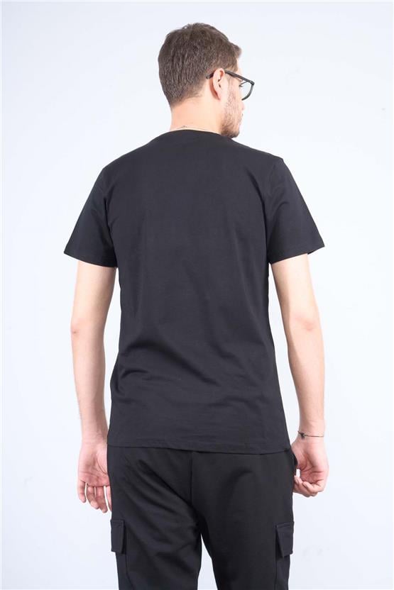 Mentality 4040 Erkek Bisiklet Yaka Baskılı Regular T-shirt Siyah