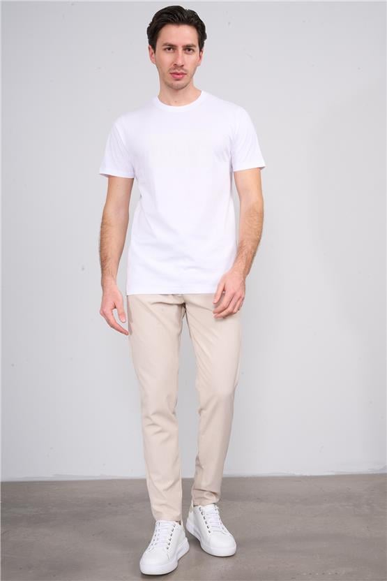 Mentality 4040 Erkek Bisiklet Yaka Baskılı Regular T-shirt Beyaz