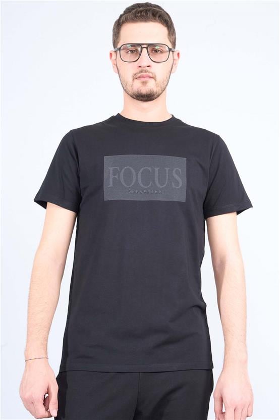 Mentality 4040 Erkek Bisiklet Yaka Baskılı Regular T-shirt Siyah