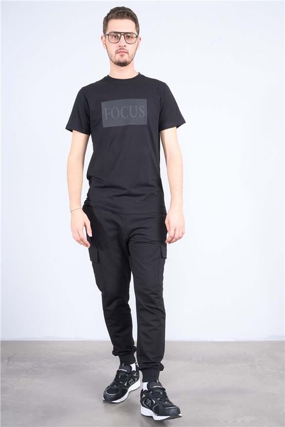 Mentality 4040 Erkek Bisiklet Yaka Baskılı Regular T-shirt Siyah