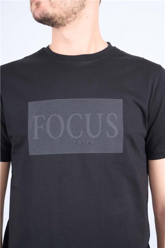 Mentality 4040 Erkek Bisiklet Yaka Baskılı Regular T-shirt Siyah