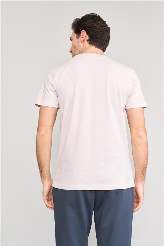 Mentality 4043 Erkek Bisiklet Yaka Baskılı Regular T-shirt Lila