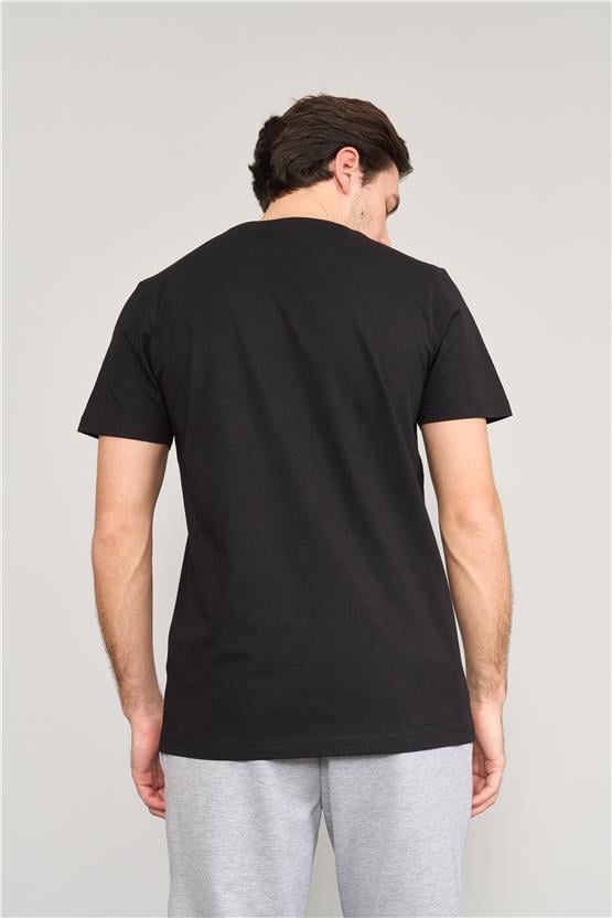 Mentality 4043 Erkek Bisiklet Yaka Baskılı Regular T-shirt Siyah