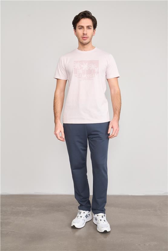 Mentality 4043 Erkek Bisiklet Yaka Baskılı Regular T-shirt Lila