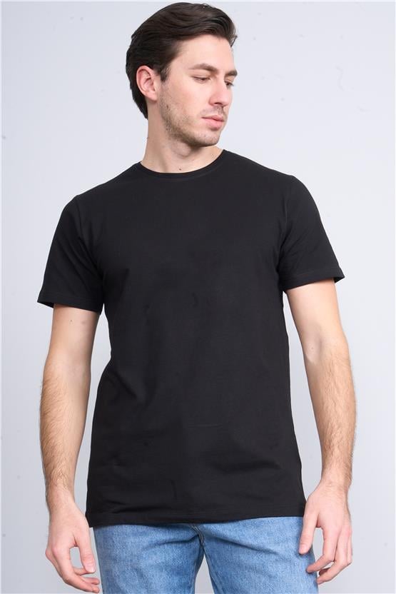 Mentality 4044 Erkek Bisiklet Yaka Baskılı Regular Ottoman T-shirt Siyah