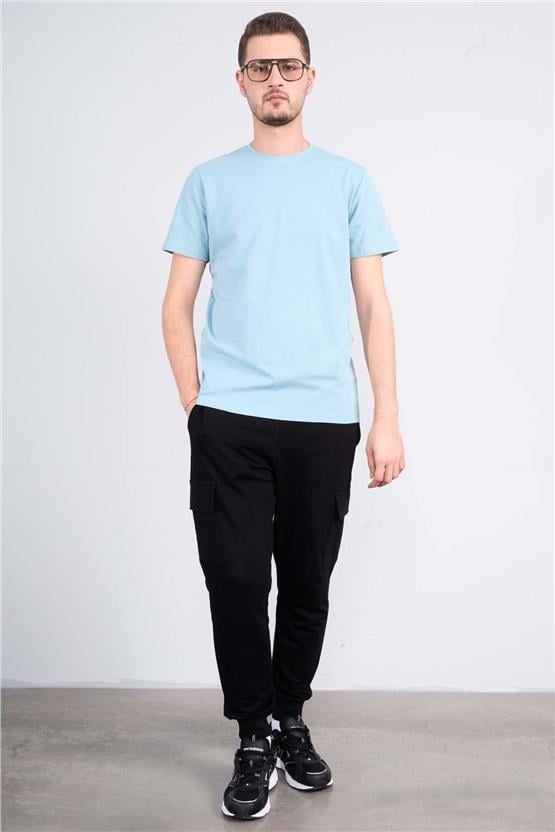 Mentality 4044 Erkek Bisiklet Yaka Baskılı Regular Ottoman T-shirt Koyu Mavi