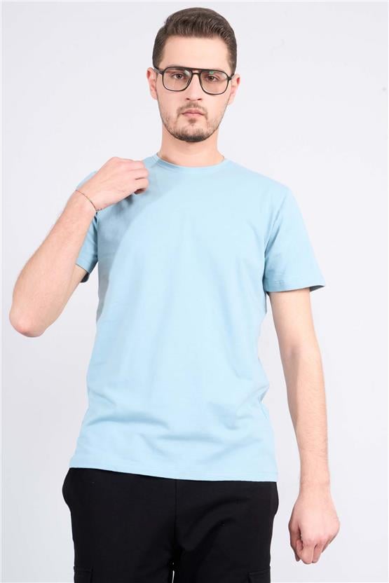 Mentality 4044 Erkek Bisiklet Yaka Baskılı Regular Ottoman T-shirt Koyu Mavi