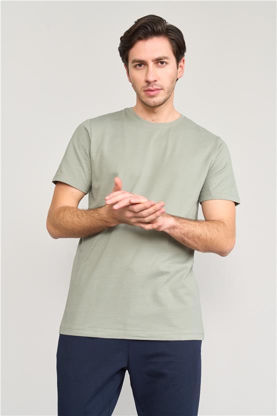 Mentality 4044 Erkek Bisiklet Yaka Baskılı Regular Ottoman T-shirt Çağla