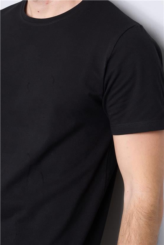 Mentality 4044 Erkek Bisiklet Yaka Baskılı Regular Ottoman T-shirt Siyah