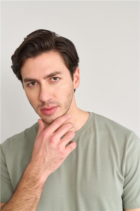 Mentality 4044 Erkek Bisiklet Yaka Baskılı Regular Ottoman T-shirt Çağla