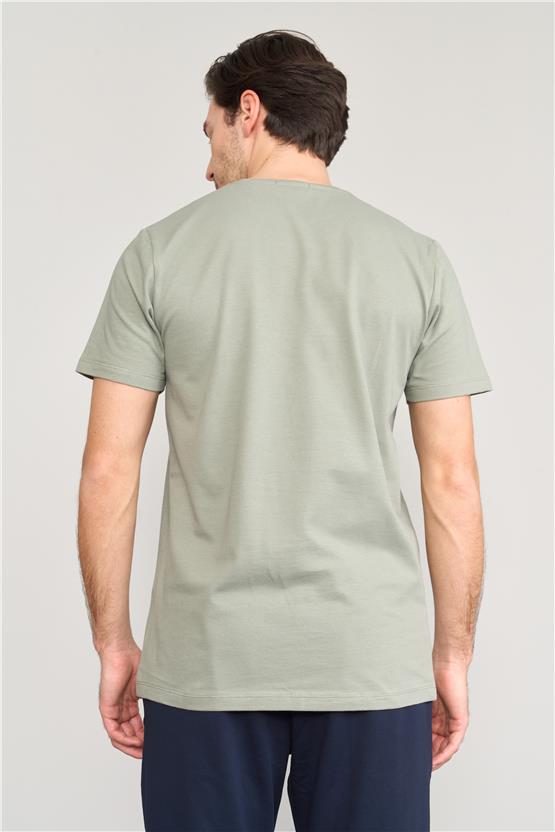 Mentality 4044 Erkek Bisiklet Yaka Baskılı Regular Ottoman T-shirt Çağla