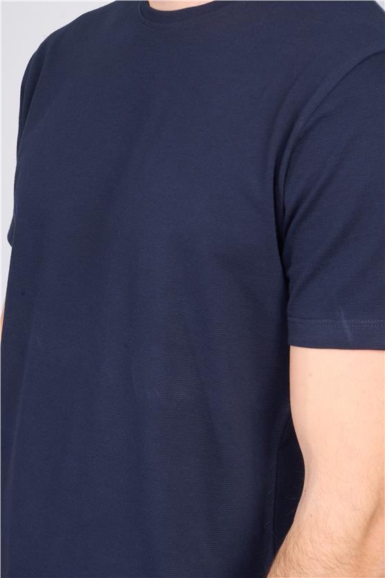 Mentality 4044 Erkek Bisiklet Yaka Baskılı Regular Ottoman T-shirt Lacivert