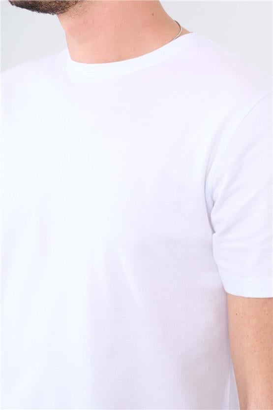 Mentality 4044 Erkek Bisiklet Yaka Baskılı Regular Ottoman T-shirt Beyaz