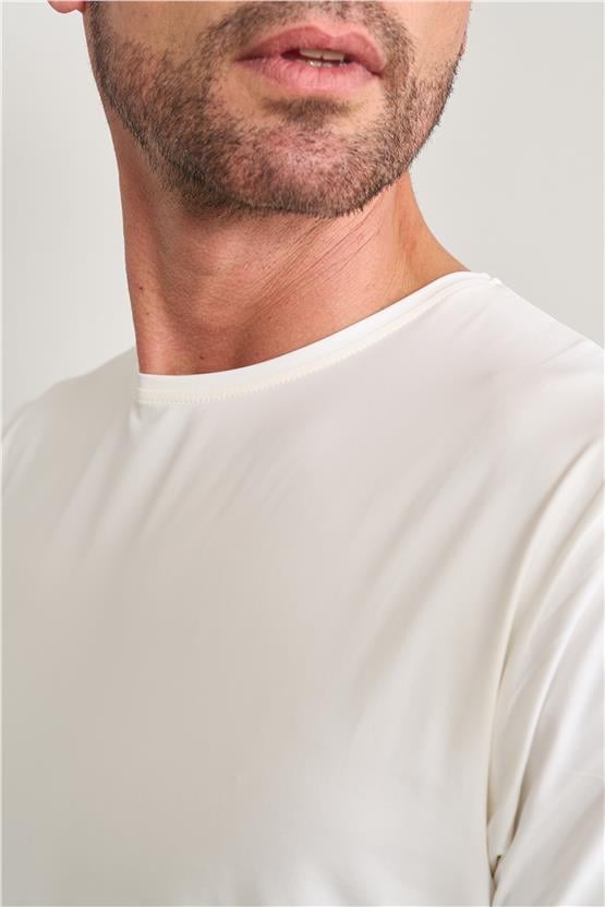 Mentality 4045 Erkek Bisiklet Yaka Baskılı Regular Polyamid T-shirt Beyaz