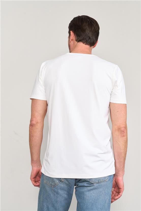 Mentality 4045 Erkek Bisiklet Yaka Baskılı Regular Polyamid T-shirt Beyaz