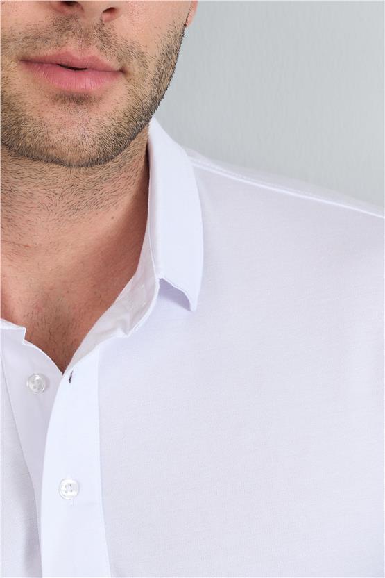 Mentality 4050 Erkek Polo Yaka Penye Pike T-shirt Beyaz