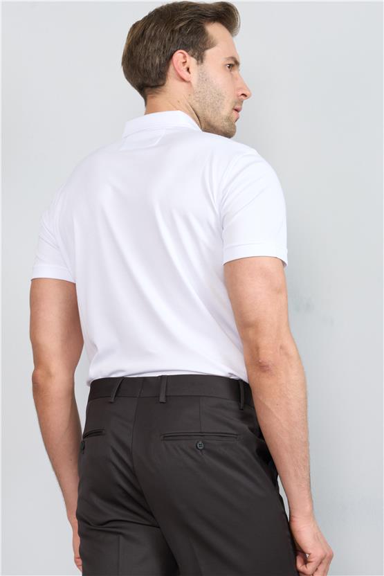 Mentality 4050 Erkek Polo Yaka Penye Pike T-shirt Beyaz