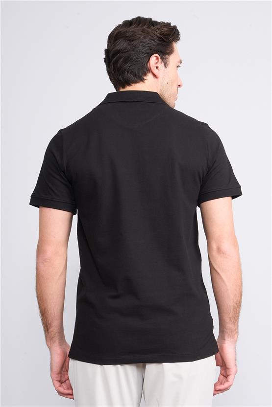 Mentality 4054 Erkek Polo Yaka Penye Pike T-shirt Siyah