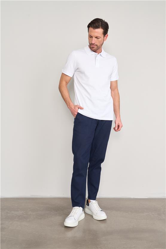 Mentality 4054 Erkek Polo Yaka Penye Pike T-shirt Beyaz