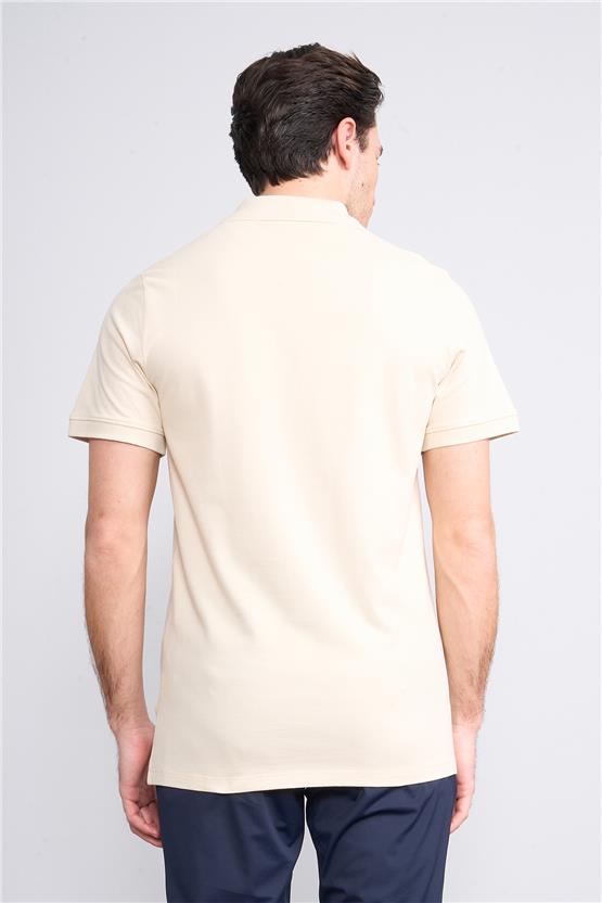 Mentality 4054 Erkek Polo Yaka Penye Pike T-shirt Taş