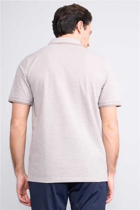 Mentality 4086 Erkek Polo Yaka Penye Pike T-shirt Vizon