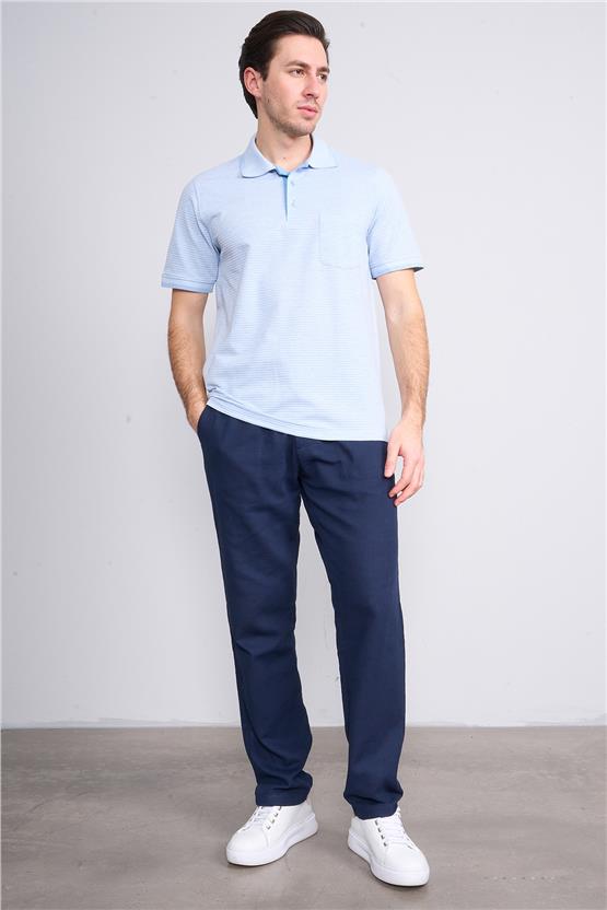 Mentality 4086 Erkek Polo Yaka Penye Pike T-shirt Açık Mavi