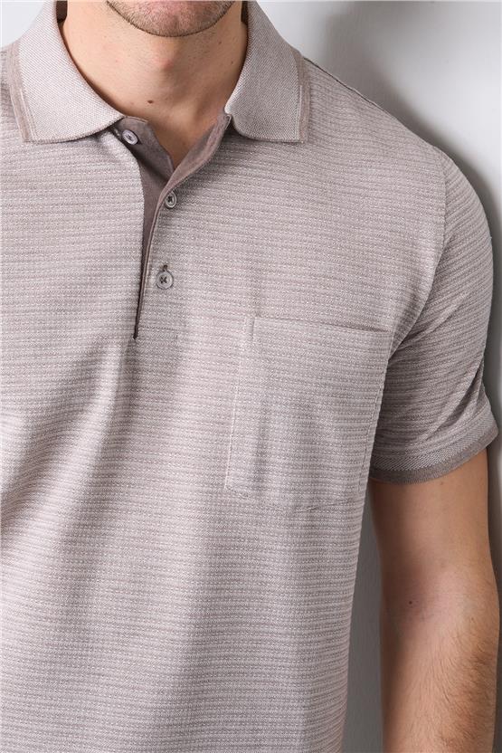 Mentality 4086 Erkek Polo Yaka Penye Pike T-shirt Vizon