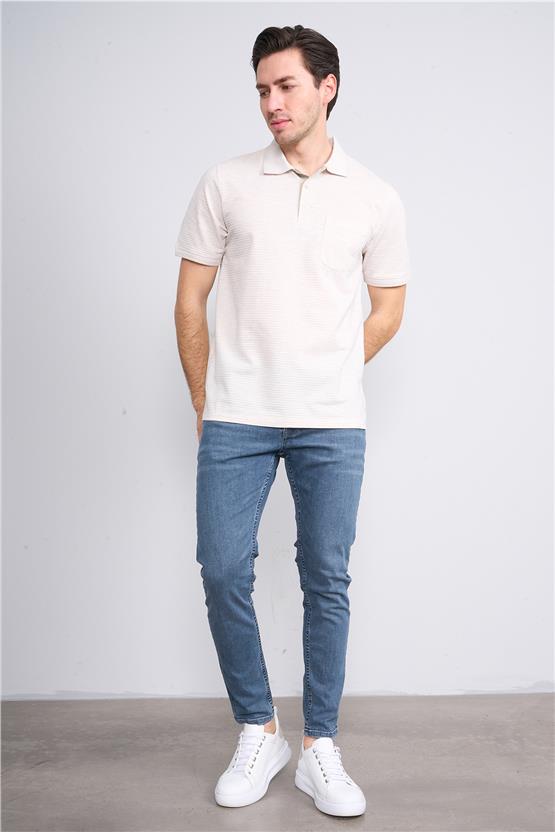 Mentality 4086 Erkek Polo Yaka Penye Pike T-shirt Toprak