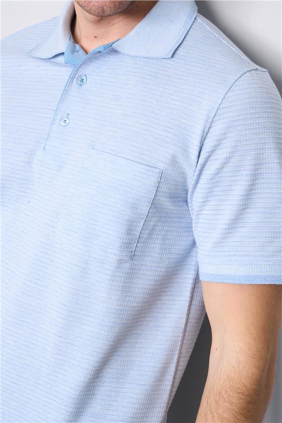 Mentality 4086 Erkek Polo Yaka Penye Pike T-shirt Açık Mavi