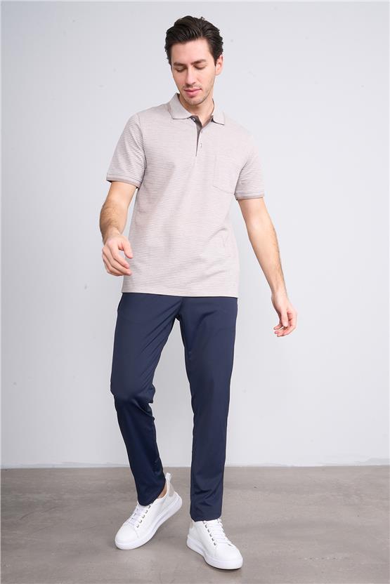 Mentality 4086 Erkek Polo Yaka Penye Pike T-shirt Vizon