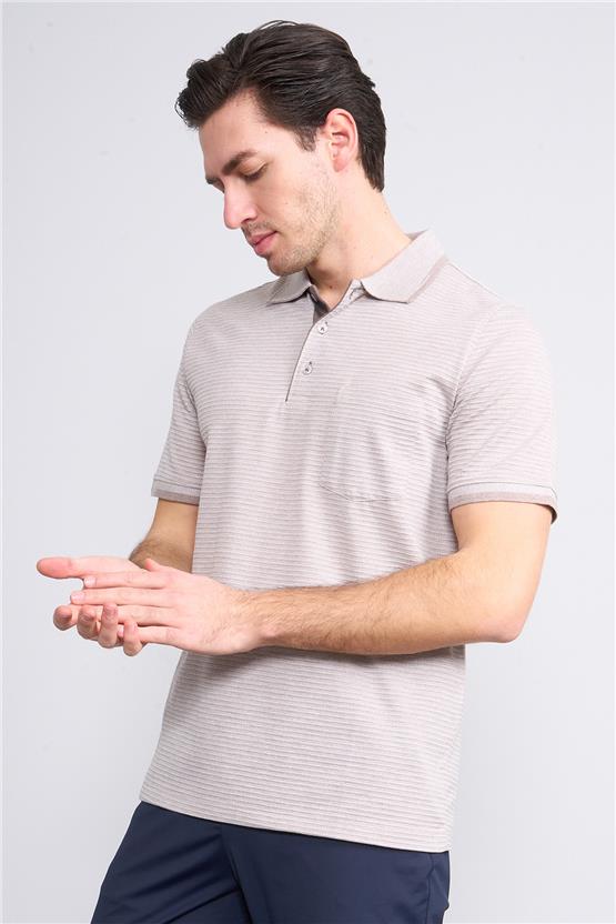 Mentality 4086 Erkek Polo Yaka Penye Pike T-shirt Vizon