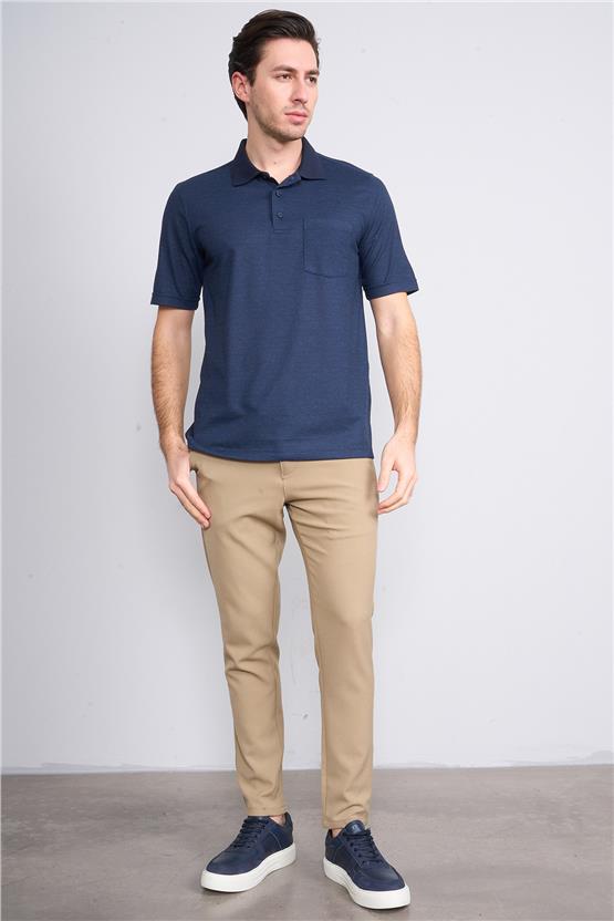 Mentality 4089 Erkek Polo Yaka Penye Pike T-shirt Lacivert