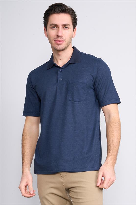 Mentality 4089 Erkek Polo Yaka Penye Pike T-shirt Lacivert