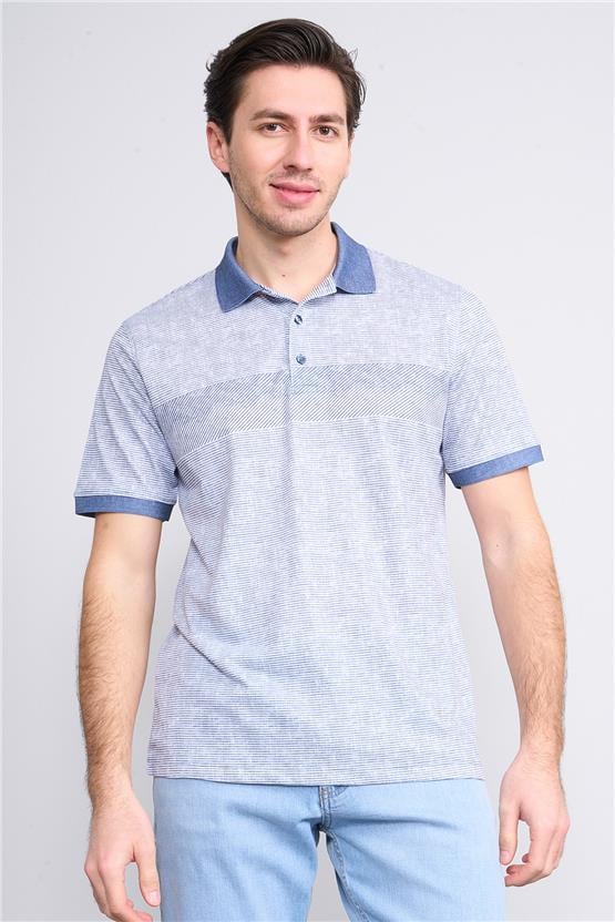 Mentality 4092 Erkek Polo Yaka Penye Pike T-shirt Lacivert