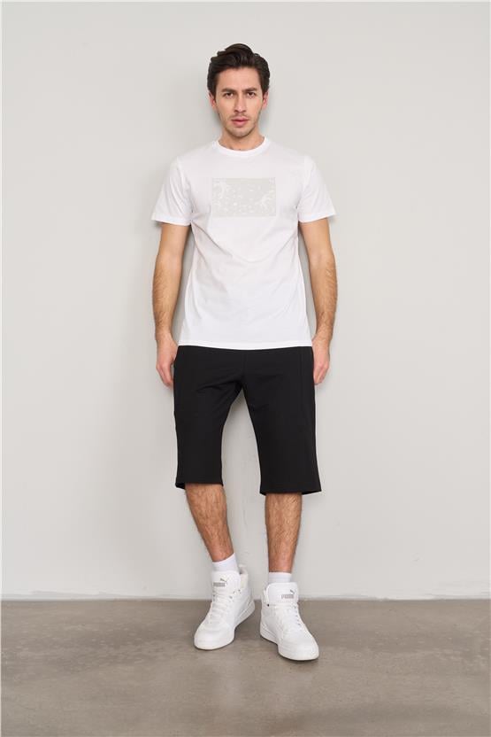 Mentality 4095 Erkek Bisiklet Yaka Baskılı Regular T-shirt Beyaz