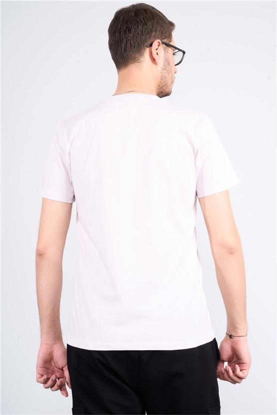 Mentality 4095 Erkek Bisiklet Yaka Baskılı Regular T-shirt Gül Kurusu