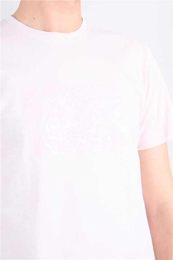 Mentality 4095 Erkek Bisiklet Yaka Baskılı Regular T-shirt Gül Kurusu