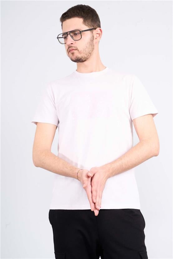 Mentality 4095 Erkek Bisiklet Yaka Baskılı Regular T-shirt Gül Kurusu