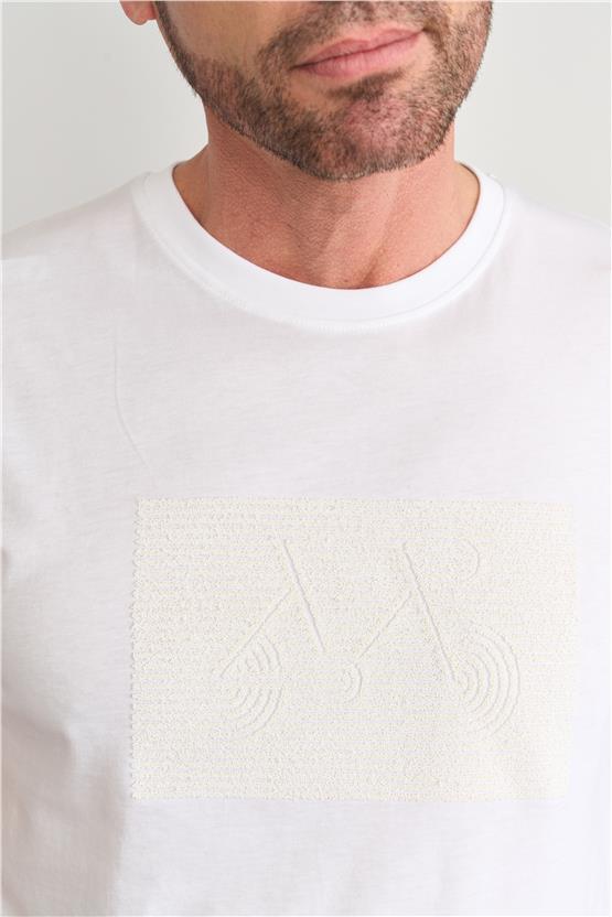 Mentality 4096 Erkek Bisiklet Yaka Baskılı Regular T-shirt Beyaz