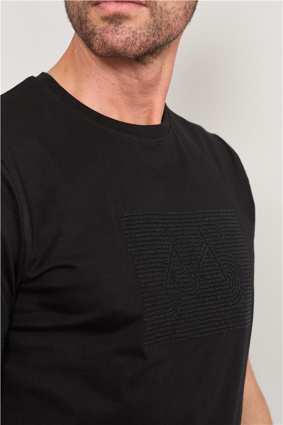 Mentality 4096 Erkek Bisiklet Yaka Baskılı Regular T-shirt Siyah