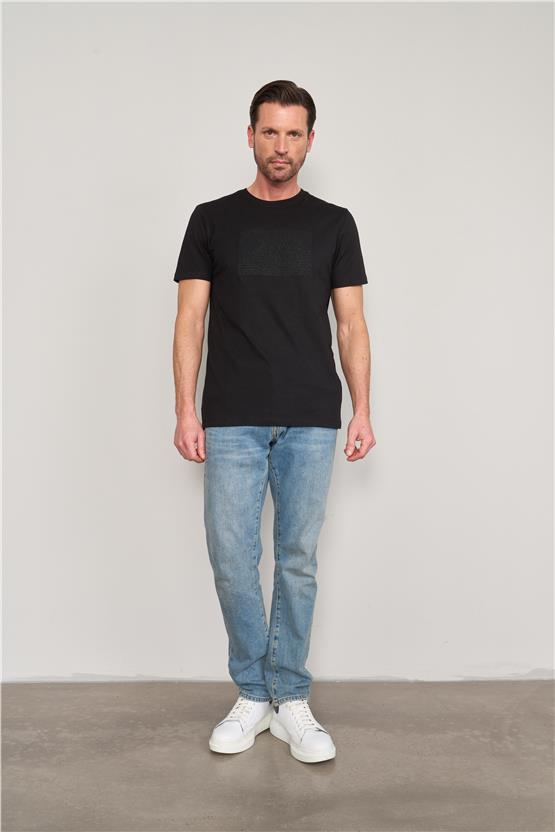 Mentality 4096 Erkek Bisiklet Yaka Baskılı Regular T-shirt Siyah