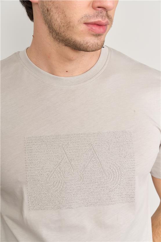 Mentality 4096 Erkek Bisiklet Yaka Baskılı Regular T-shirt Gri