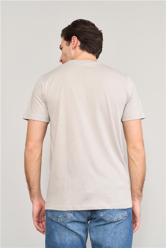 Mentality 4096 Erkek Bisiklet Yaka Baskılı Regular T-shirt Gri