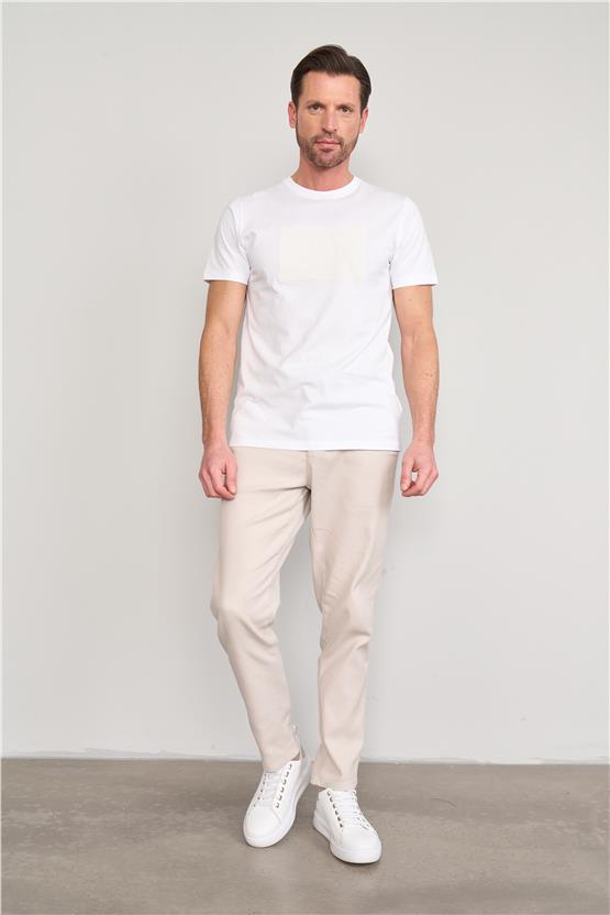 Mentality 4096 Erkek Bisiklet Yaka Baskılı Regular T-shirt Beyaz